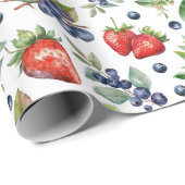 Waterverf Berries aardbei Cadeaupapier (Rol Hoek)