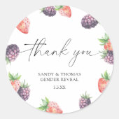 Waterverf Berries - Bedankt gender reveal Ronde Sticker (Voorkant)