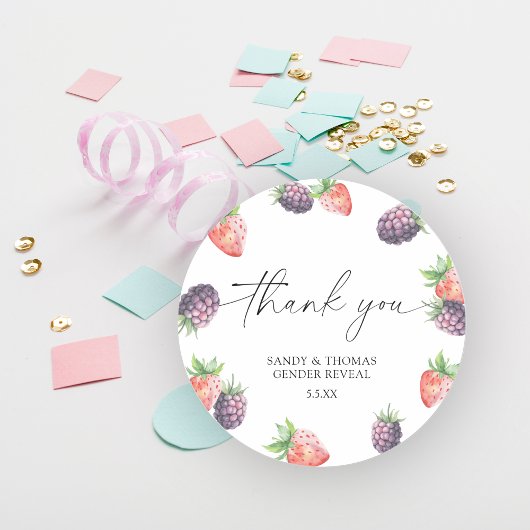 Waterverf Berries - Bedankt gender reveal Ronde Sticker