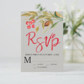Waterverf Berries & Branches RSVP Response Kaart (Staand voorkant)