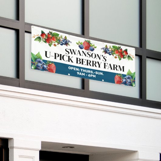 Waterverf Berries Custom U-Pick Berry Boerderij Ba Spandoek (Buitenkant Gebouw)