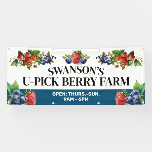 Waterverf Berries Custom U-Pick Berry Boerderij Ba Spandoek (Horizontaal)