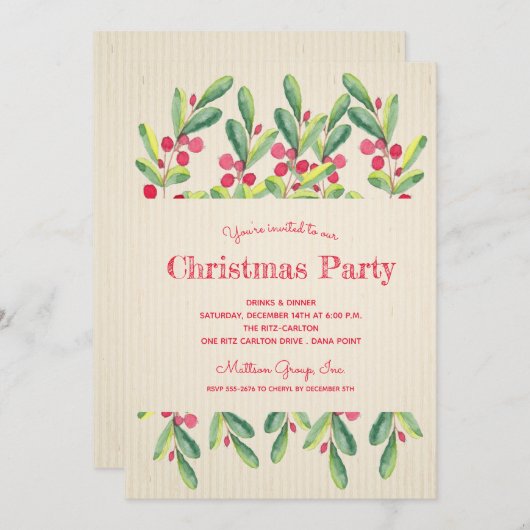 Waterverf Berries en bijkantoren kerstfeestdagen (Voorkant / Achterkant)