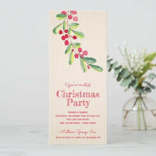 Waterverf Berries en bladeren kerstdagen (Staand voorkant)