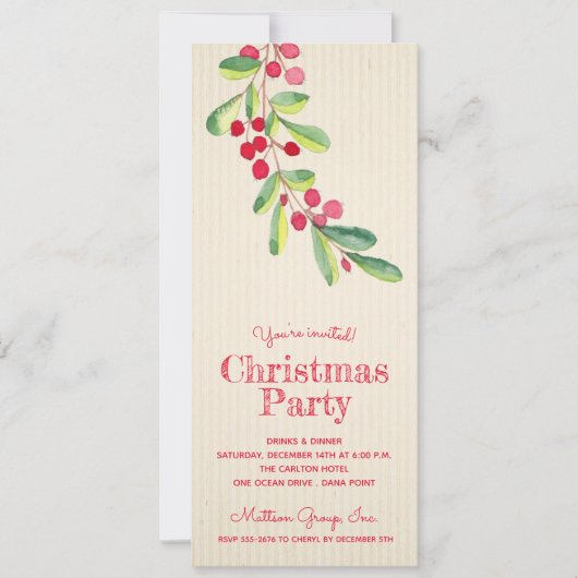 Waterverf Berries en bladeren kerstdagen (Voorkant)