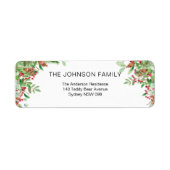 Waterverf Berries en Greenery Holiday Labels (Voorkant)