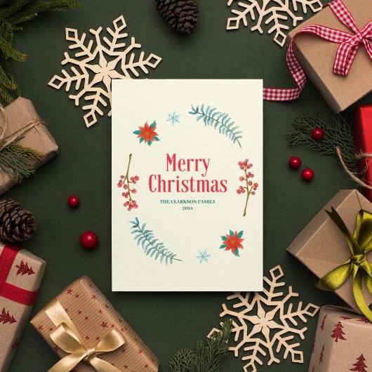 Waterverf Berries en Greenery Wreath Holiday