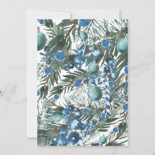 Waterverf Berries en Greenery Wreath Kerstmis Kaart (Achterkant)