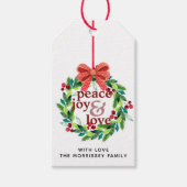 Waterverf Berries en Hollies WreatAchternaam Cadeaulabel (Voorkant)