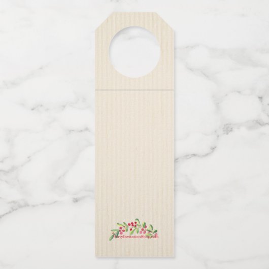 Waterverf Berries en kerstfeestdagen met bladeren Flessenhanger (Achterkant)