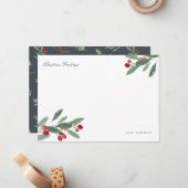 Waterverf Berries en laat persoonlijke feestdag Notitiekaartje (Voorkant / Achterkant in situ)