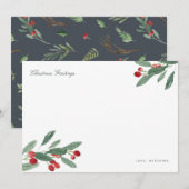 Waterverf Berries en laat persoonlijke feestdag Notitiekaartje (Voorkant / Achterkant)