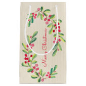 Waterverf Berries en Leaves Holiday Kerstmis Klein Cadeauzakje (Voorkant)