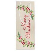 Waterverf Berries en Leaves Holiday Kerstmis Wijn Cadeautas (Achterkant)
