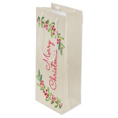 Waterverf Berries en Leaves Holiday Kerstmis Wijn Cadeautas (Voorkant Gekanteld)