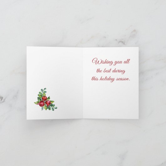 Waterverf Berries en Rozen Kerst Kaart (Binnen)