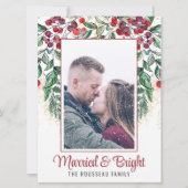 Waterverf Berries Evergreen Getrouwd en Bright Feestdagenkaart (Voorkant)