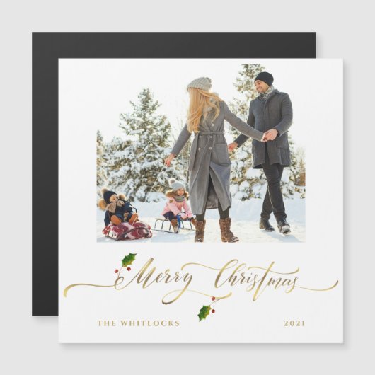 Waterverf Berries Foto Merry Kerstmis (Voorkant / Achterkant)