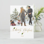 Waterverf Berries Foto Merry Kerstmis (Staand voorkant)