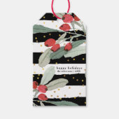 Waterverf Berries Gold Prettige feestdagen Cadeaulabel (Voorkant)