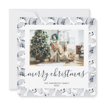 Waterverf Berries Greenery Foto kerstKaarten