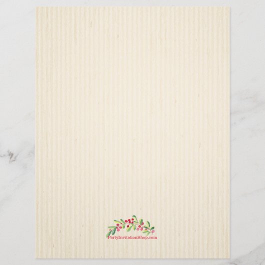 Waterverf Berries Greenery Swag kerstuitnodiging (Achterkant)