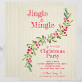 Waterverf Berries Greenery Swag kerstuitnodiging (Voorkant / Achterkant)