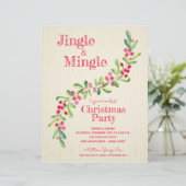 Waterverf Berries Greenery Swag kerstuitnodiging (Staand voorkant)