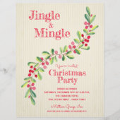 Waterverf Berries Greenery Swag kerstuitnodiging (Voorkant)
