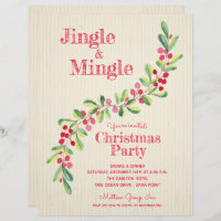 Waterverf Berries Greenery Swag kerstuitnodiging