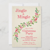 Waterverf Berries Greenery Swag kerstuitnodiging (Voorkant)