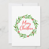 Waterverf Berries & Greenery Wreath Holiday Card (Voorkant)