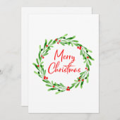 Waterverf Berries & Greenery Wreath Holiday Card (Voorkant / Achterkant)
