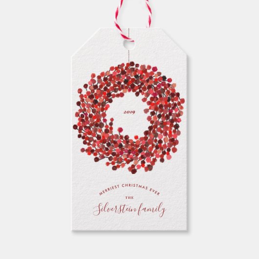 Waterverf Berries - kerstfeestdag Cadeaulabel (Voorkant)