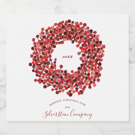 Waterverf Berries - kerstfeestdag Sparkling Wijnetiket (Enkel label)