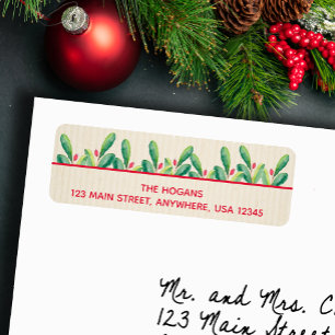 Waterverf Berries laat feestdag kerst voorbijgaan Etiket