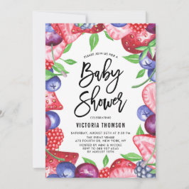 Waterverf Berries Lijst Summer Baby shower Kaart