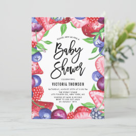 Waterverf Berries Lijst Summer Baby shower Kaart