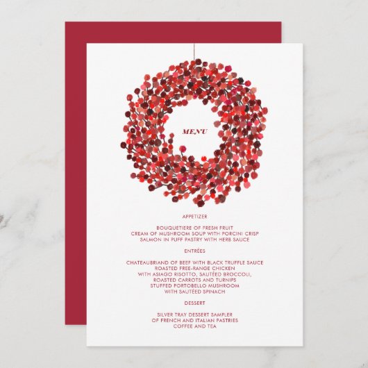 Waterverf Berries menu kerstfeestdag (Voorkant / Achterkant)