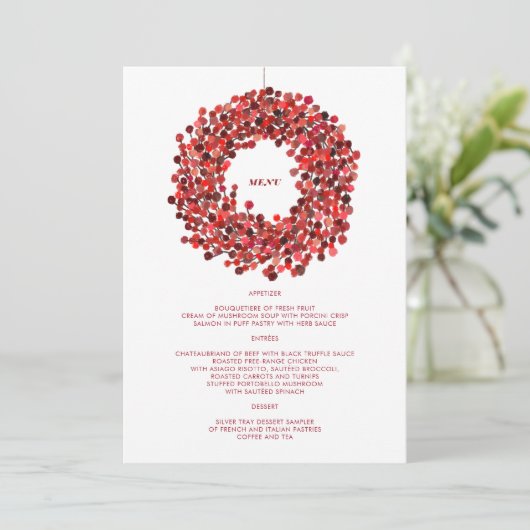 Waterverf Berries menu kerstfeestdag (Staand voorkant)