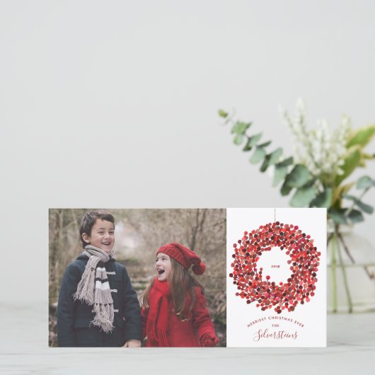 Waterverf Berries met kerstmis lang Feestdagenkaart (Staand voorkant)