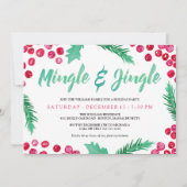 Waterverf Berries Mingle & Jingle Holiday Party Kaart (Voorkant)