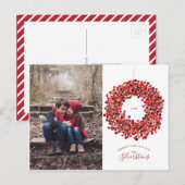 Waterverf Berries Wreath Kerstmis Feestdagenkaart (Voorkant / Achterkant)