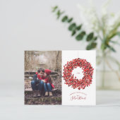 Waterverf Berries Wreath Kerstmis Feestdagenkaart (Staand voorkant)