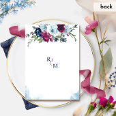 Waterverf Berry Blue Burgundy Floral Wedding Invi Kaart