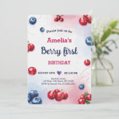 Waterverf Berry Blueberry Framboos Verjaardag Kaart (Staand voorkant)