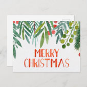 Waterverf Berry & Branch Feestdagenkaart (Voorkant / Achterkant)