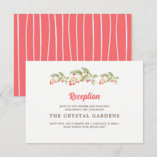 Waterverf Berry Branches Bruiloft Receptie Kaart