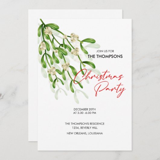 Waterverf Berry Branches Kerstfeest Kaart (Voorkant / Achterkant)