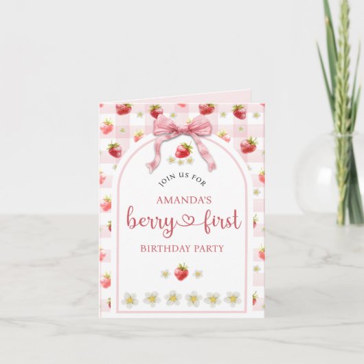 Waterverf Berry eerste eerste aardbeienverjaardag (Voorkant)